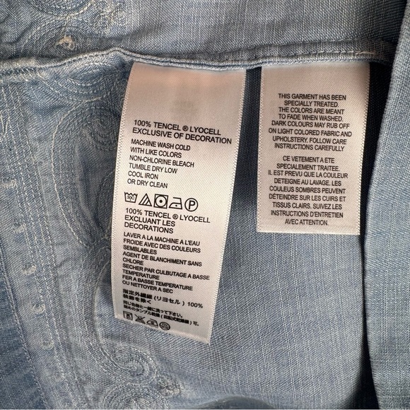 Tommy Bahama Chambray Embellished Casual Distressed Halter Dress Size XS Blue - Picture 7 of 7